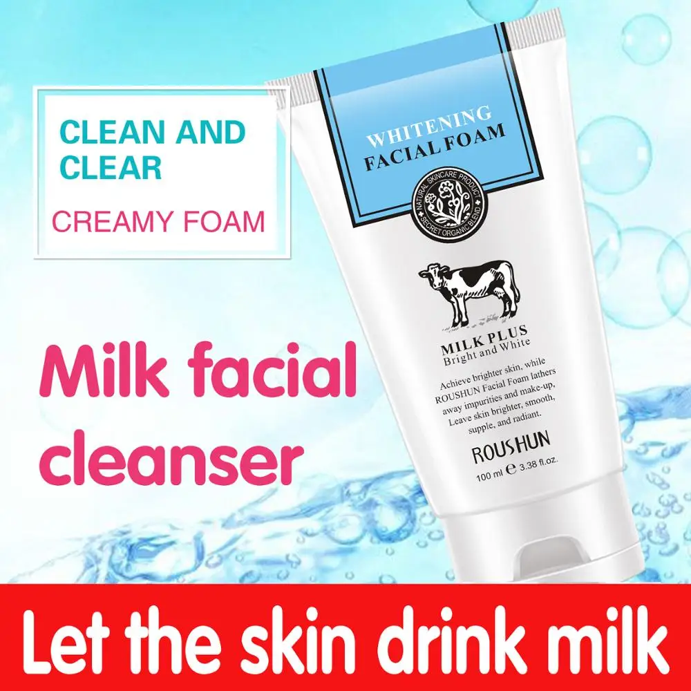 ROUSHUN  Milk  Whitening Facial Foam Wash Cleanser
