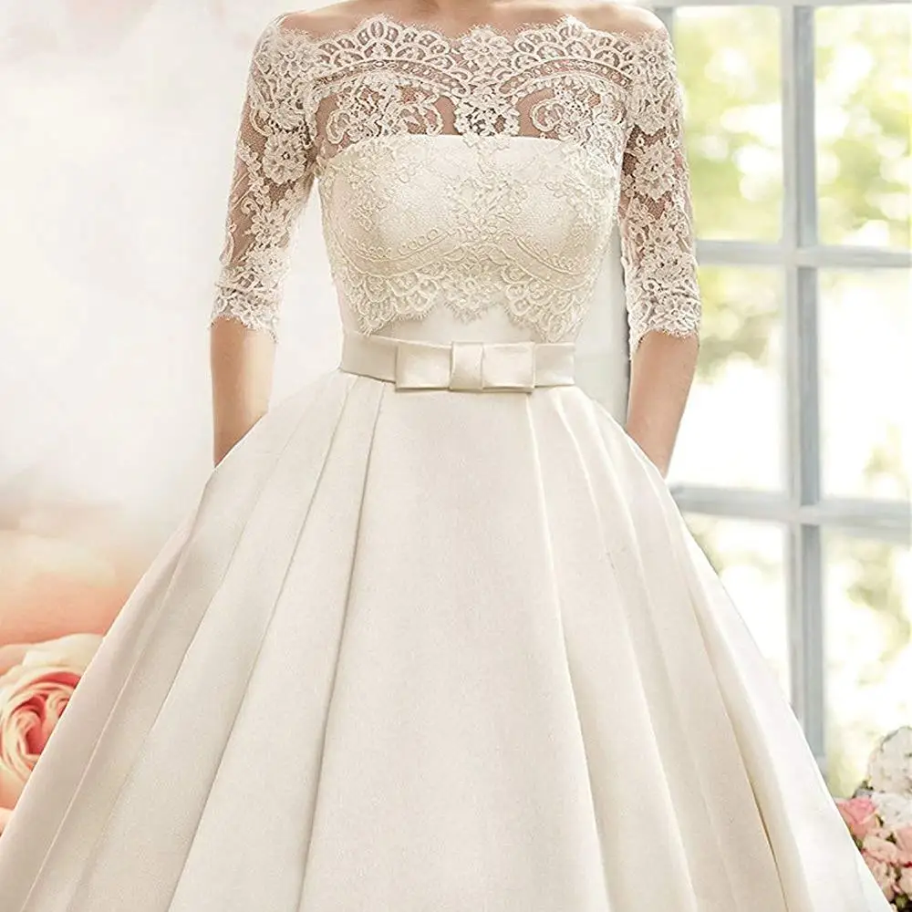 Casual Wedding Dress With Train Satin Fabric Strapless Sleeveless Pock –  Dbrbridal