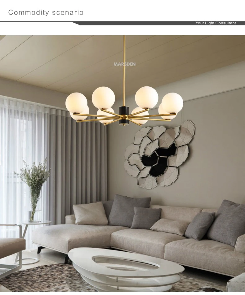 Современная белая люстра MARSDEN, латунная черная мраморная ручная люстра из дутого стекла с хрустальными шариками