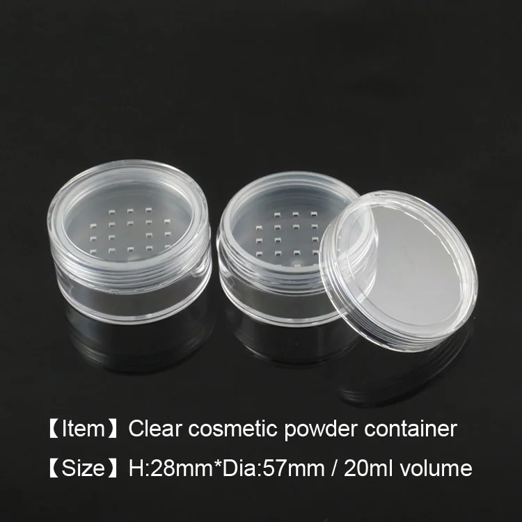 Free Shipping MOQ 500pcs TM-ES1837 20ml clear Cosmetic Loose Powder Container Empty Plastic Transparent case with