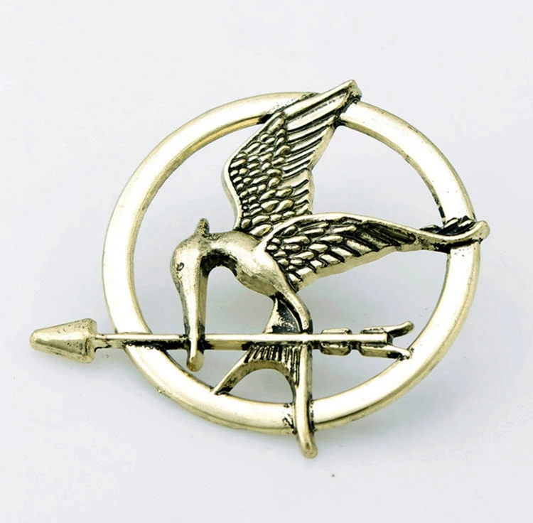 The Hunger Games Retro Gold and Antique Bronze Mockingbird Pin Fashion Alloy Brooch for Men and Women