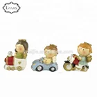3pcs Polyresin boy & girl angels figurines on car,train & motorcycle