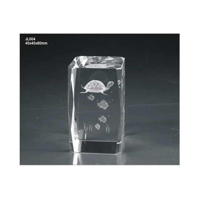 Factory Price Animal Design Crystal 3d Inner Laser Engraving Cube JL004