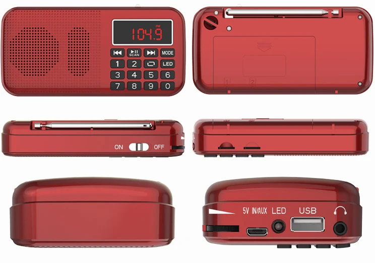 LCJ L-558 Professional Portable Mini MP3 Player FM Radio Speaker with Rechargeable 18650 Battery and Two TF Card Slots