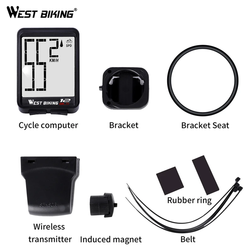 WEST BIKING 14-Function Wireless Bike Computer Meter Odometer Cycling Wired Mount for MTB & Road Bikes Bicycle Stopwatch