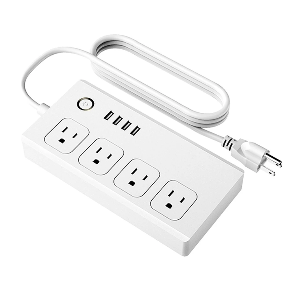 Tuya WiFi Smart Power Strip Socket with 4 Outlets and USB Ports 1650W 120V Industrial Extension Cord for Home Use
