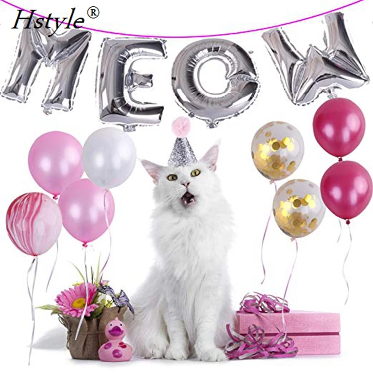 10 ballons Happy anniversaire Cats avec ruban ballon - chat - chat