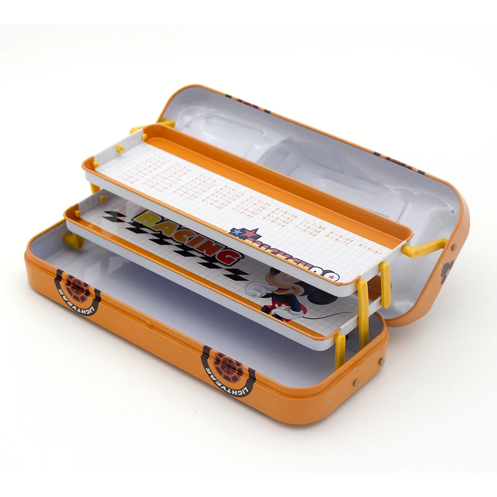 Wholesale Custom Printed Kids School Metallic Gift Car Shaped Metal Pencil Tin Case Box