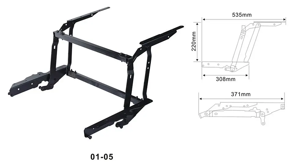 Easy to Build Black Convertible Hinge Diy Customized Length Flip Top Lift up Coffee Table Mechanism With Spring Assist