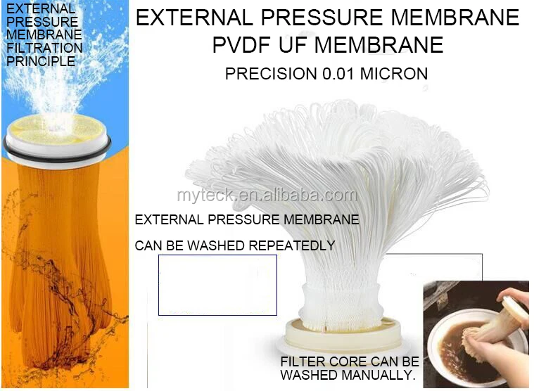 Myteck 2000LPH Enhanced Version Stainless Steel Water Filter PVDF UF Ultrafiltration Membrane for Household Use Effective