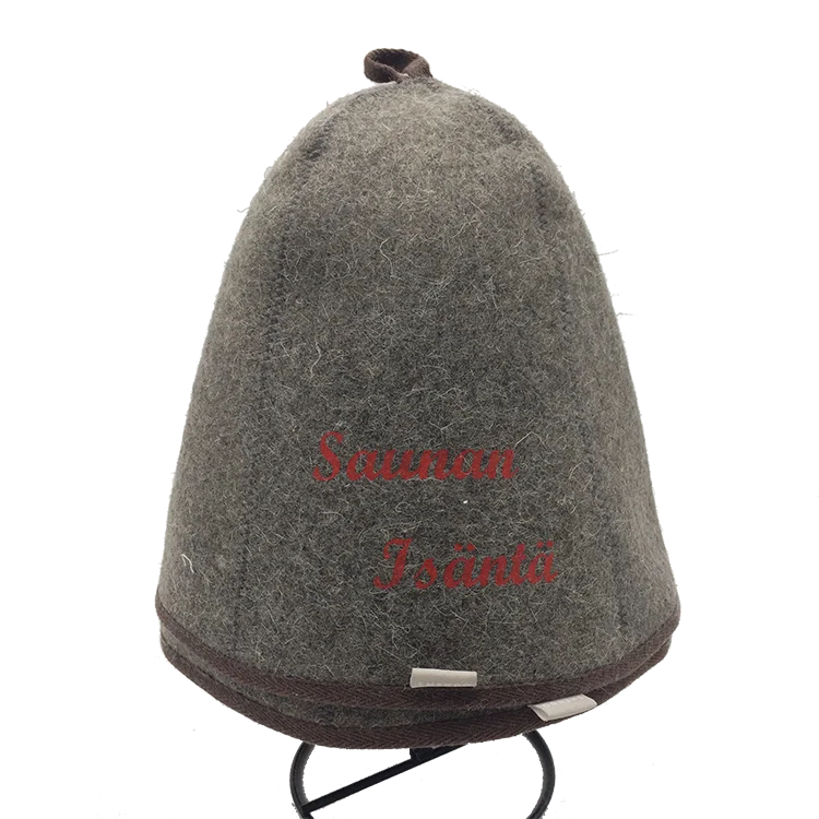 Unisex Grey Wool Felt Bath Beanie Sauna Hat Head Protection Sauna Caps Supplies