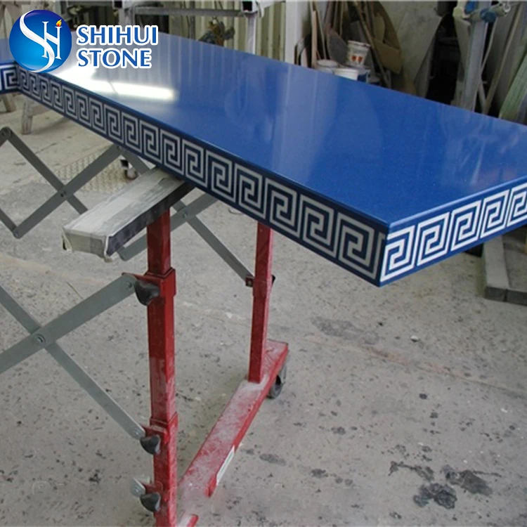 SHS Factory Artificial Blue Sparkle Quartz Stone Countertop with Top Quality