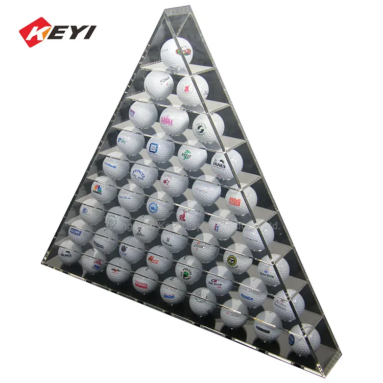 High Quality Custom Pyramid Type Transparent Acrylic Golf Ball Case,Acrylic Billiard Ball Display Case