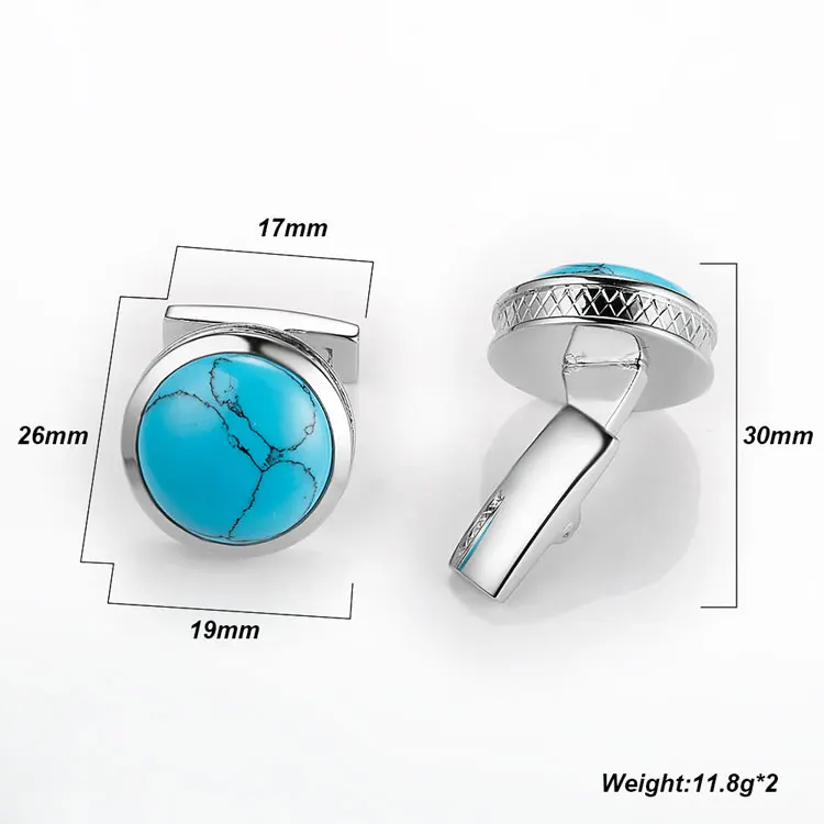 Wholesale Personalized Fashion Custom Turquoise Cufflinks Fancy Popular Men Cuff Links Cufflinks
