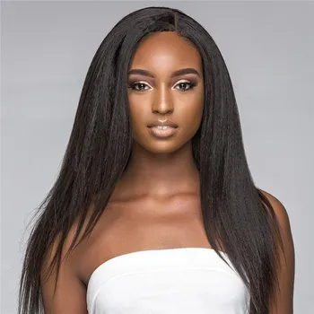 Wholesale Cuticle Aligned Coarse Afro Kinky Yaki Straight Human Hair No Tangle Virgin Brazilian Hair Weave Bundles Wave