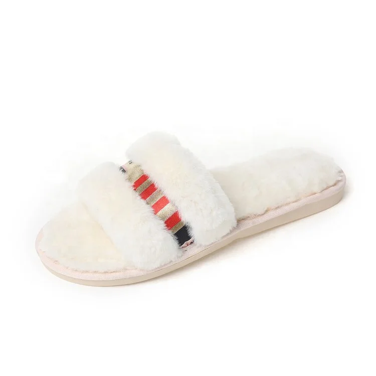 Cover Toe Lamb fur slippers women metal buckle band slides outdoor shoes  warm winter fur mules white furry pantuflas big size 42 - AliExpress