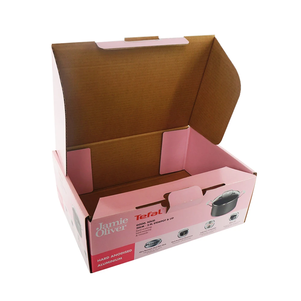 Custom Pink Corrugated Cookware Packaging Box