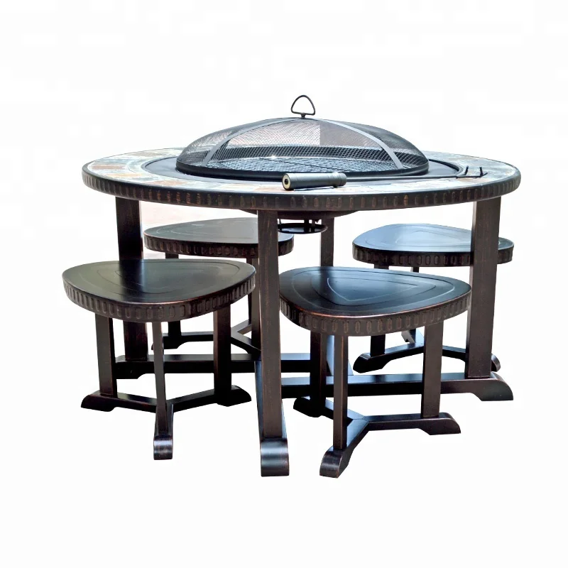 All Weather Iron Barbecue Table and Chair Outdoor Garden Patio Furniture