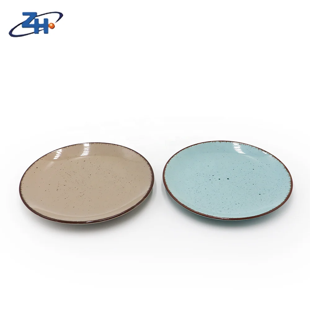 Dinner Plates Porcelain Plates Minimalist Customized Giveaways Custom Logo Ceramic Edge Ceramic for Hotel Restaurant Brown