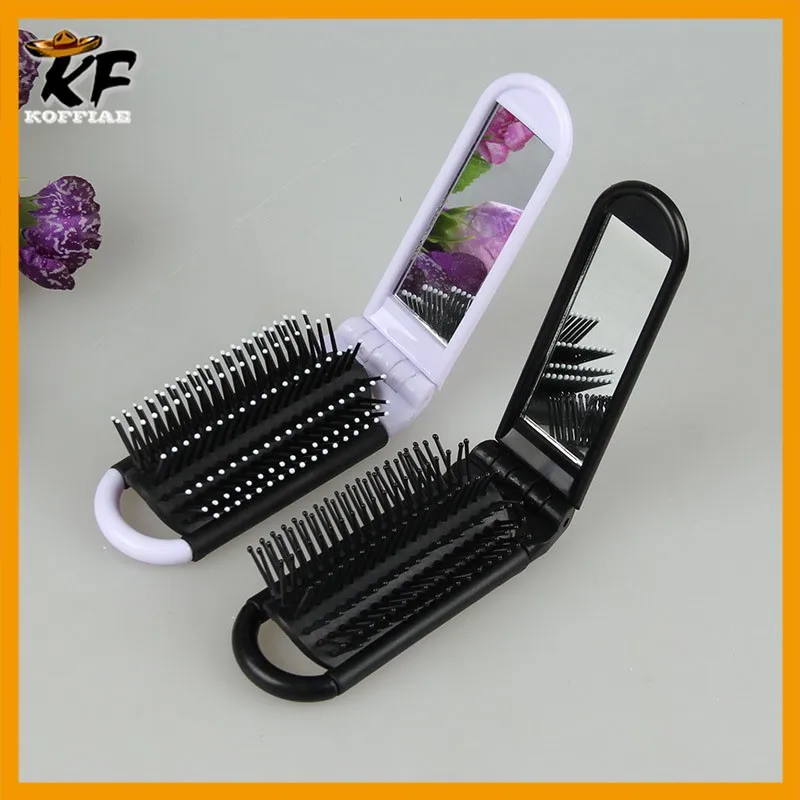 Оптовая продажа карманный площадь складной зеркало и щетка для волос гребень