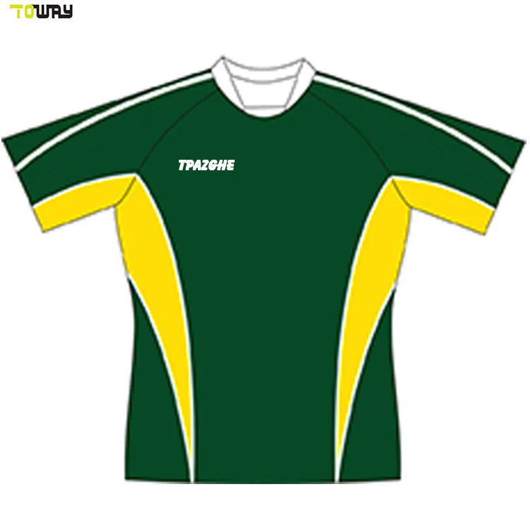 Sublimated Wholesale Rugby Jersey Green and Yellow