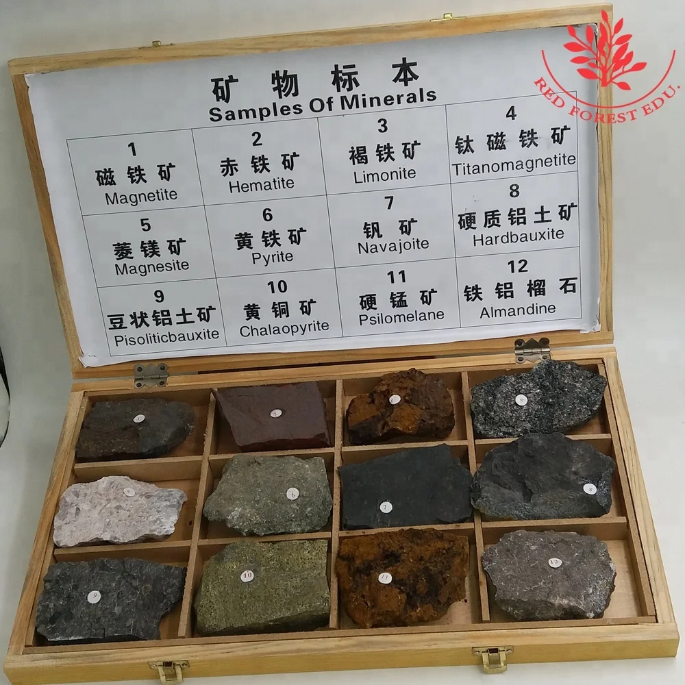 Информация о географии, 12 видов образцов минералов и камней