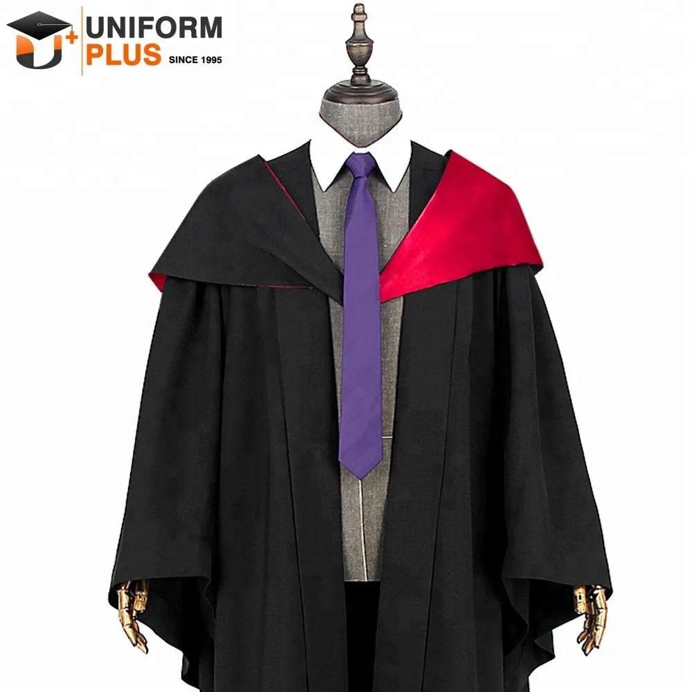 Wholesale High Quality Cambridge Oxford UK Black Bachelor Graduation Gowns and Caps With Hoods