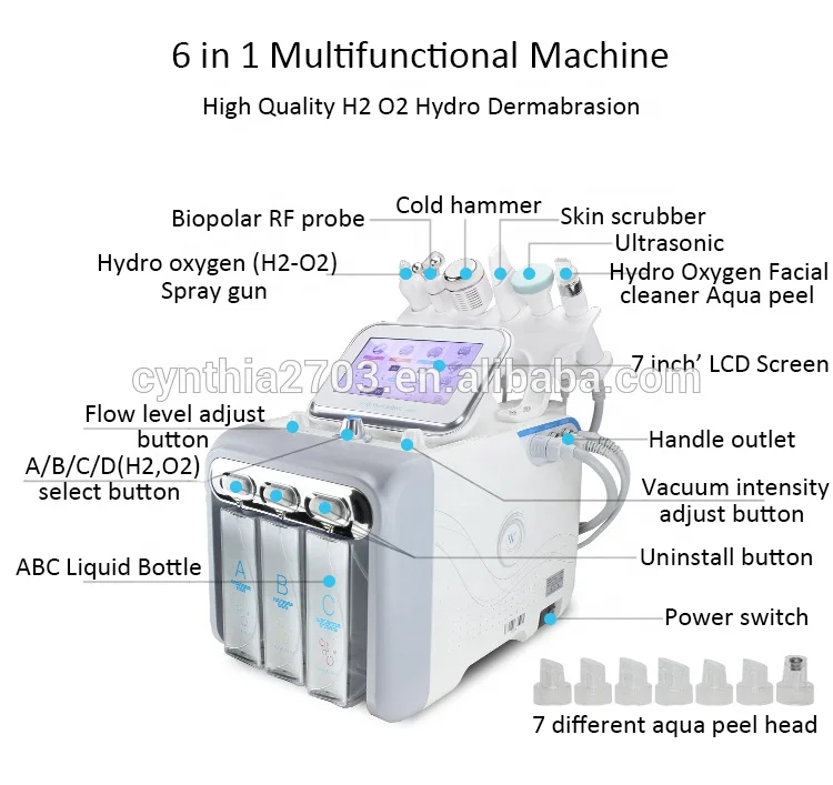 
Портативный гидро-дермабразия для ухода за кожей лица, косметический аппарат/водоструйный гидроалмазный пилинг, микродермабразия Cynthia RU 810SA 