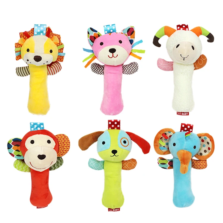 Мягкая погремушка SKKBaby в виде животного, детская игрушка, сжималка, вставка