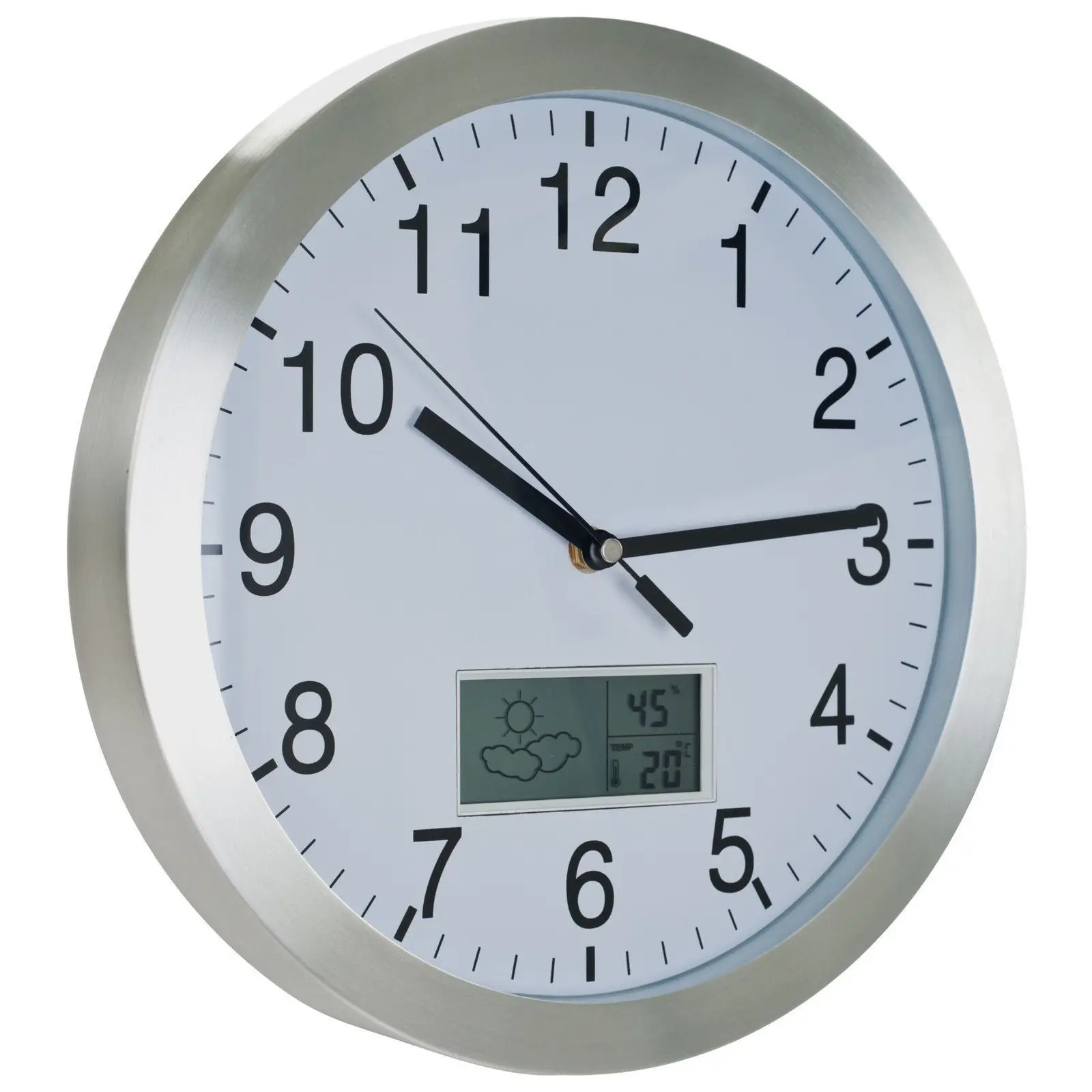 Aluminum Round Weather Station Wall Clock With Temperature Buy Wall Clocks With Humidity Temperature