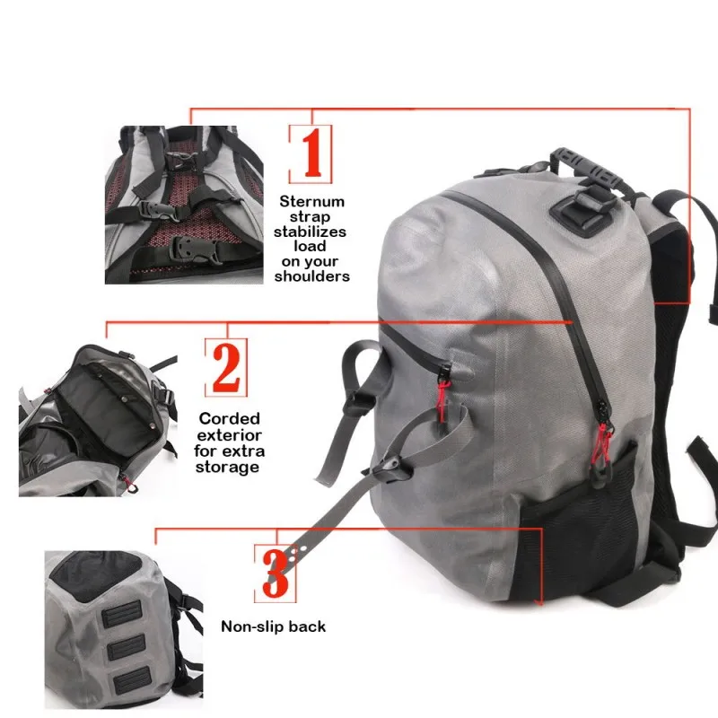 Polyurethane-coated material waterproof fishing backpack bag