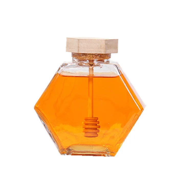 Youcheng Hexagon 2ml 380ml Honey Glass Jar With Wooden Lid Buy Honey Jar Glass Hexagon Honey Jar Honey Jar Lid Product On Alibaba Com