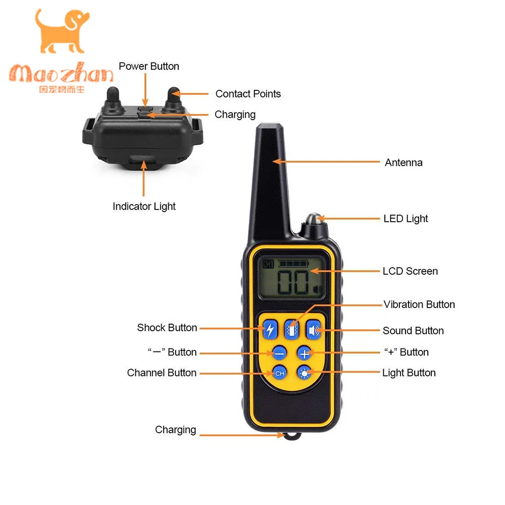 Newest Style Pet Trainer Device Humane Shock USB Rechargeable Dog Training No Barking Anti Bark Collars