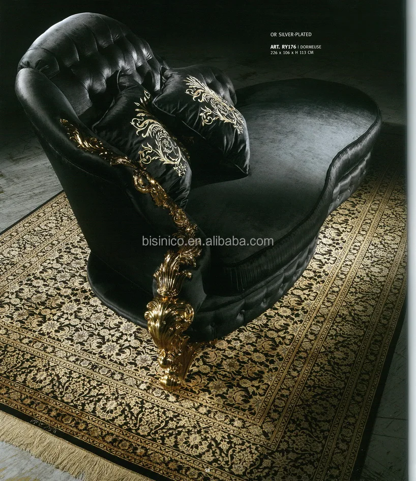 Perfect Color Matched Gold and Black Appealing Chesterfild Chaise Lounge