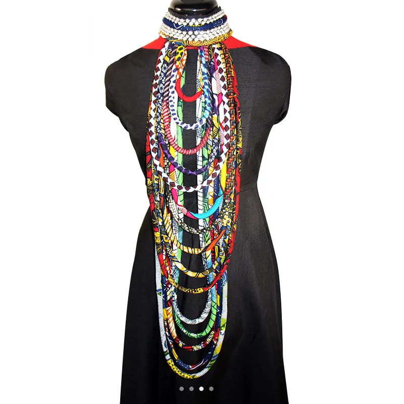 WYB084 China Factory Supply Multi-layer Necklace Make African Wedding Jewelry with Some Rhinestones Buttons