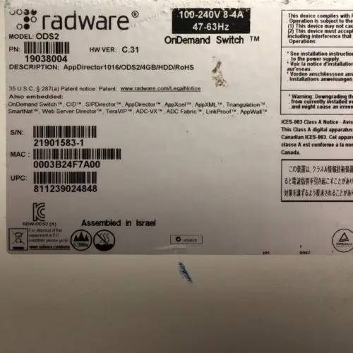 Radware Load Balancer Appdirector 1000 Radware AD1000