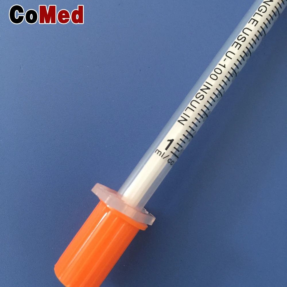 Medical Supplies Orange Insulin Syringes For Single Use U100 U40