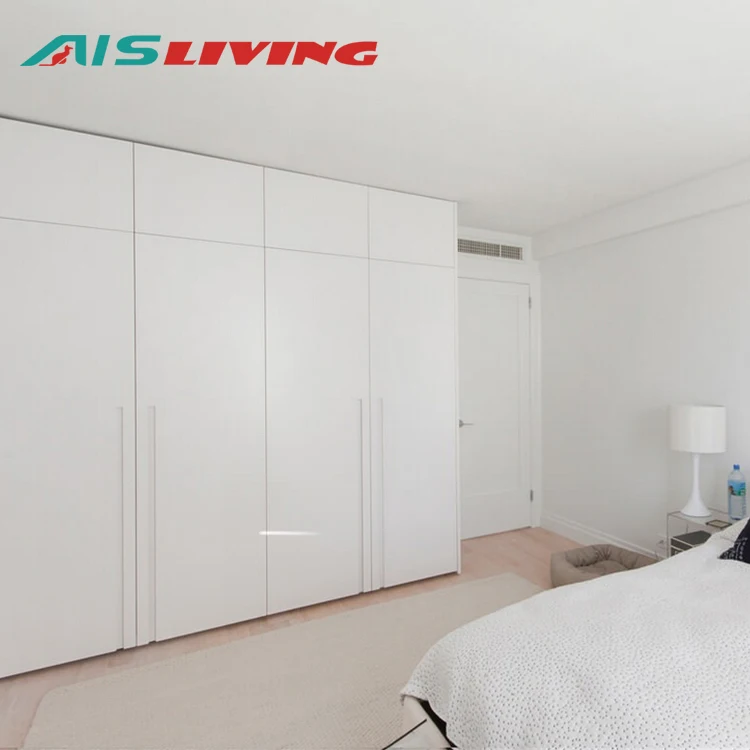2022 Melamine White Hanging Door High Gloss Furniture Lacquer Wardrobe for Bedroom White Tall Contemporary Wardrobe Cabinets