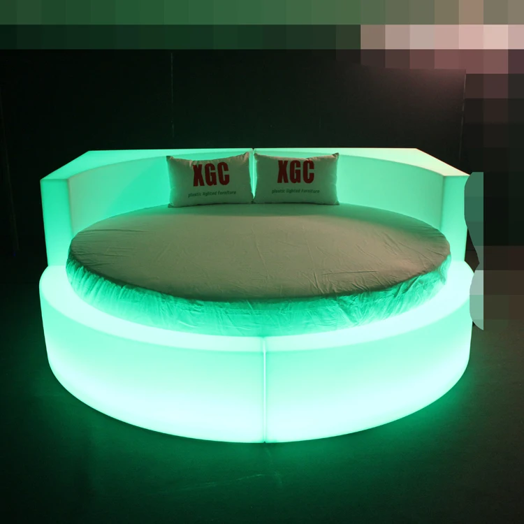 
Hotel LED furniture plastic lightweight durable bed outdoor illuminated queen size 