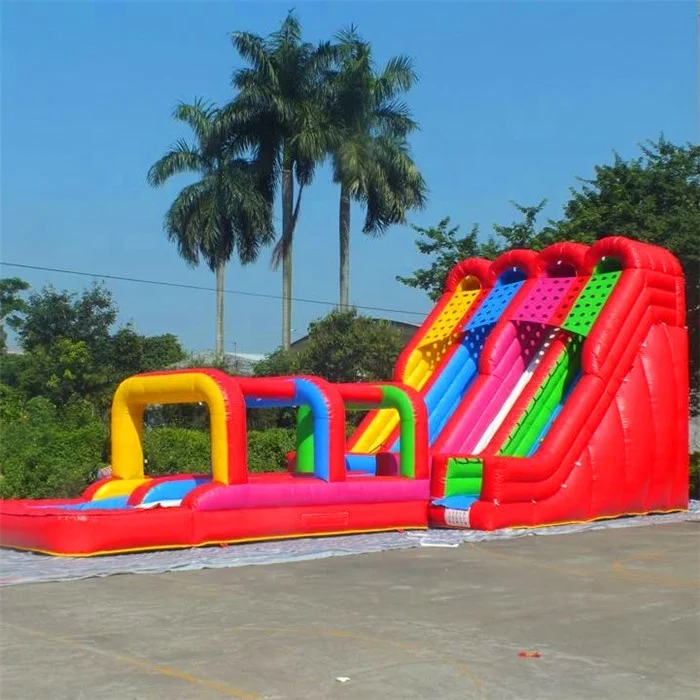Double Lanes  Inflatable Water Slide With Pool for Summer