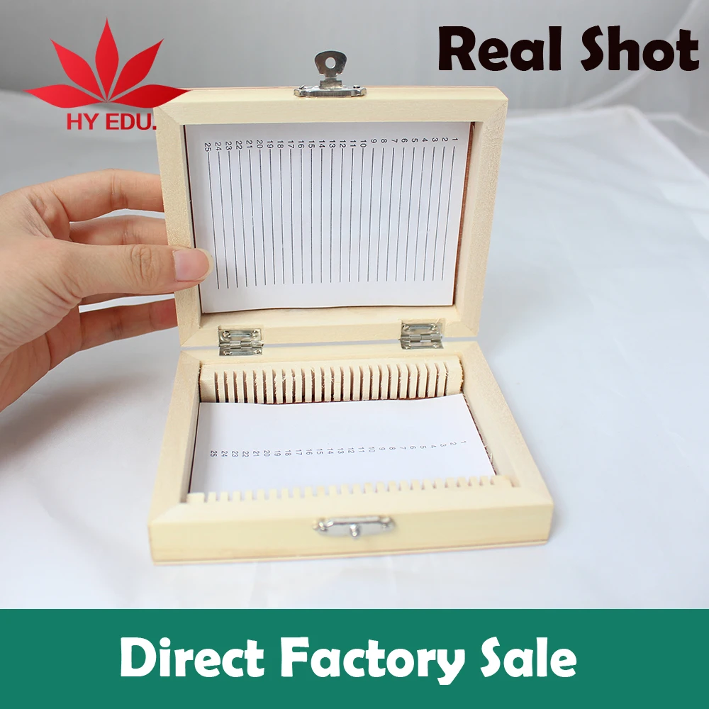 Изысканный кейс для слайдов 25 шт. готовые слайды микроскопа деревянная