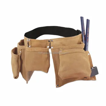 Young Builder Kids Leather Tool Pouch Bag Child Carpenter Pencils Set Durable suede tool belts for kid with leather hammer loop