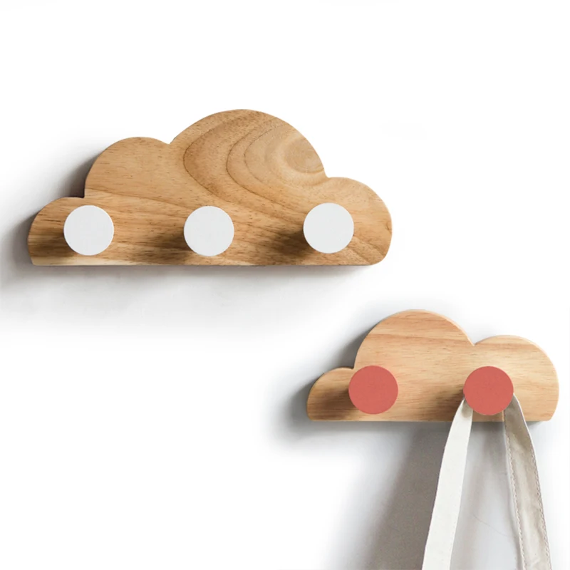 Details about   Nordic Wooden Cartoon Cloud Wall Hook Hanging Sticker Kids Bedroom Home Decor 