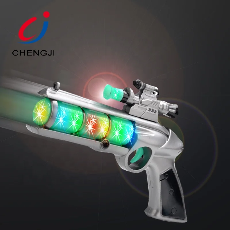 Battery Operated Plastic Flashing Laser Projection Space Blaster Gun Toy Light and Sound
