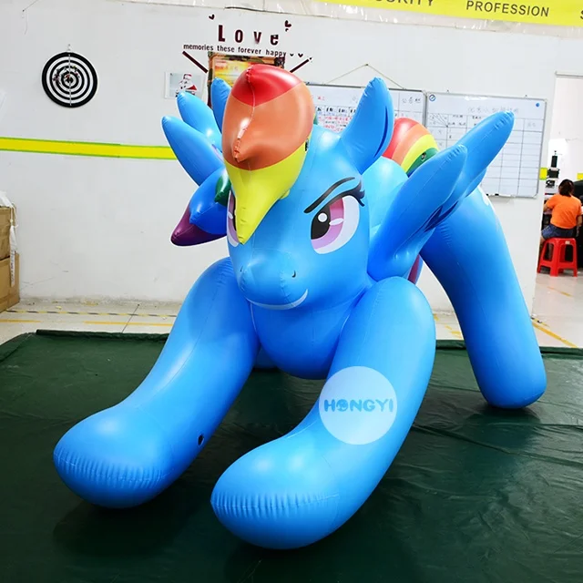 Factory Design Carnival Parade Rainbow Adult Inflatable Bouncing Horse