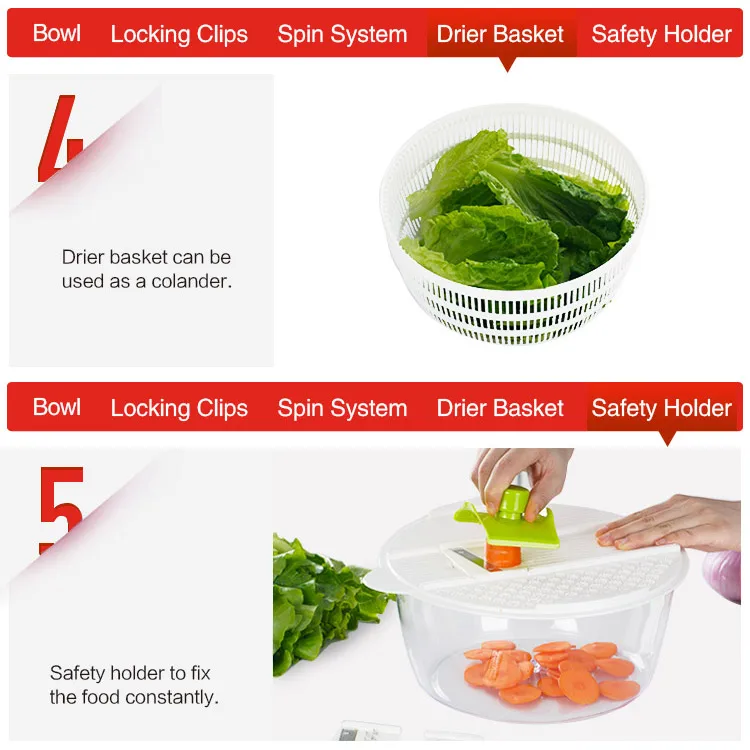 Multi Kitchen 4l Salad Set Hand Vegetable Grater Slicer Vegetable Dryer