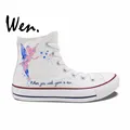 Wen White Anime Hand Painted Shoes Tinkerbell Woman Man s High Top Canvas Sneakers Boys Girls