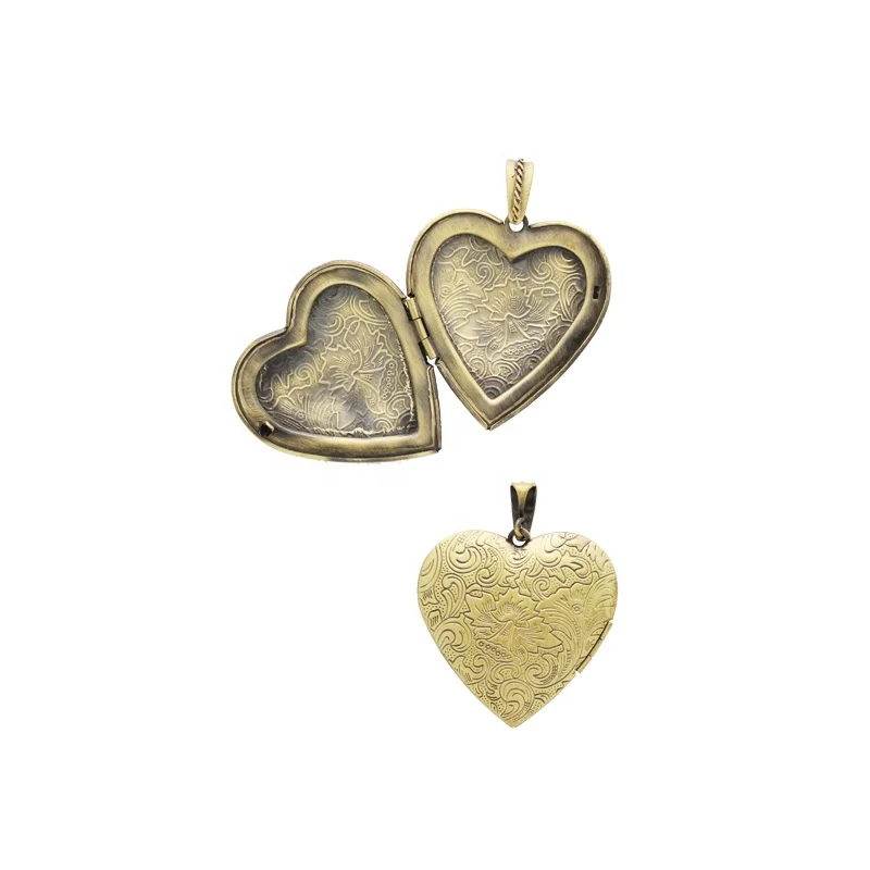 Vintage Style Heart Shape Photo Frame Memory Locket Pendant Necklace