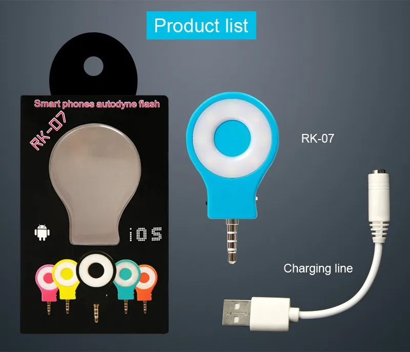 2016 Newest RK07 Retina Flash Led Flash Light Portable Camera Flash Light Selfie for iPhone 6 6S Plus Samsung Android Camera
