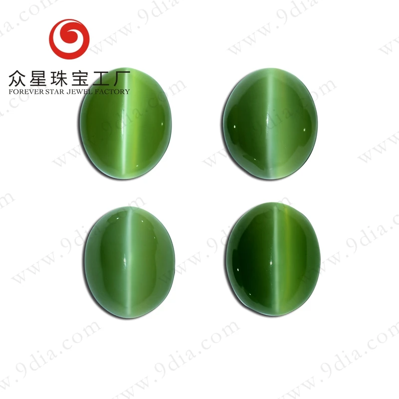 Oval Shape Natural Nephrite Jade Loose Gemstone in Green Cat Eye Stone Competitive Prices for Raw Jade